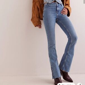 Free People Blue Flare Wide Leg Jeans with Vintage Appeal